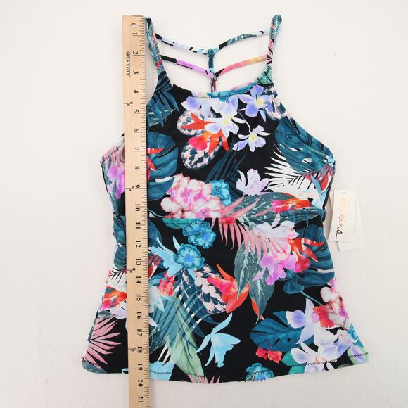 Raisins St Croix Tankini Top Floral High Neck Back Multicolor Small NWT - Picture 4 of 15